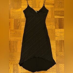 Y2K Vintage City Triangles Black High-Low V-Neck Dress with Sparkle size M